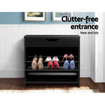 Artiss 3 Tier Shoe Cabinet Storage Stool Black