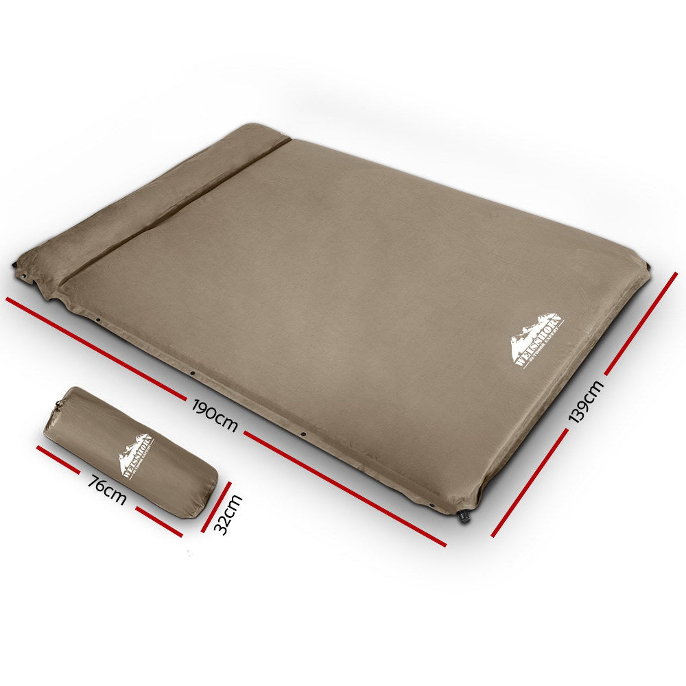 Weisshorn Double Size Self Inflating Mattress Mat 4CM Thick  Coffee