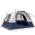 Weisshorn 4 Person Canvas Camping Tent - Navy & Grey