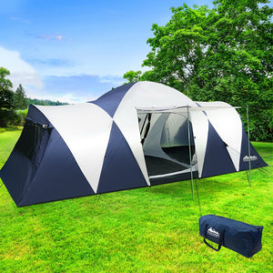 Weisshorn 12 Person Canvas Dome Camping Tent - Navy & Grey