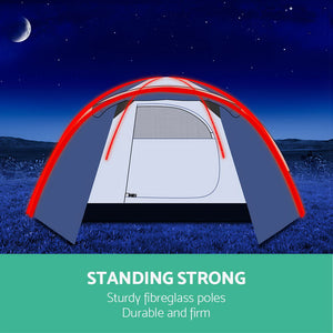 Weisshorn 4 Person Canvas Dome Camping Tent - Navy & White