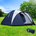 Weisshorn 4 Person Canvas Dome Camping Tent - Navy & White