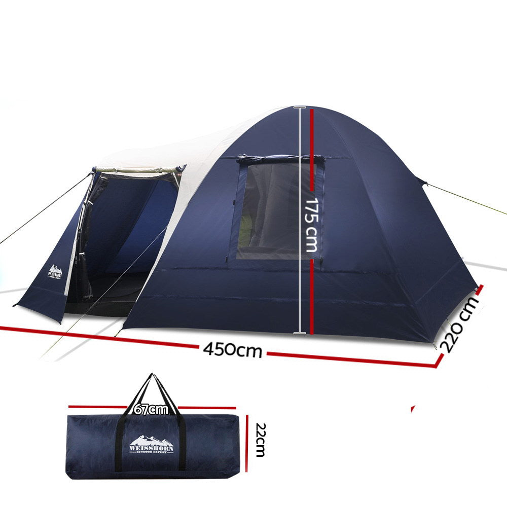 Weisshorn 8 Person Canvas Dome Camping Tent - Navy & Grey