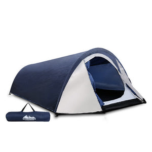 Weisshorn 2-4 Person Canvas Dome Camping Tent Navy and White