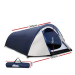 Weisshorn 2-4 Person Canvas Dome Camping Tent Navy and White