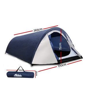 Weisshorn 2-4 Person Canvas Dome Camping Tent Navy and White