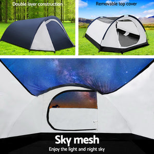 Weisshorn 2-4 Person Canvas Dome Camping Tent Navy and White