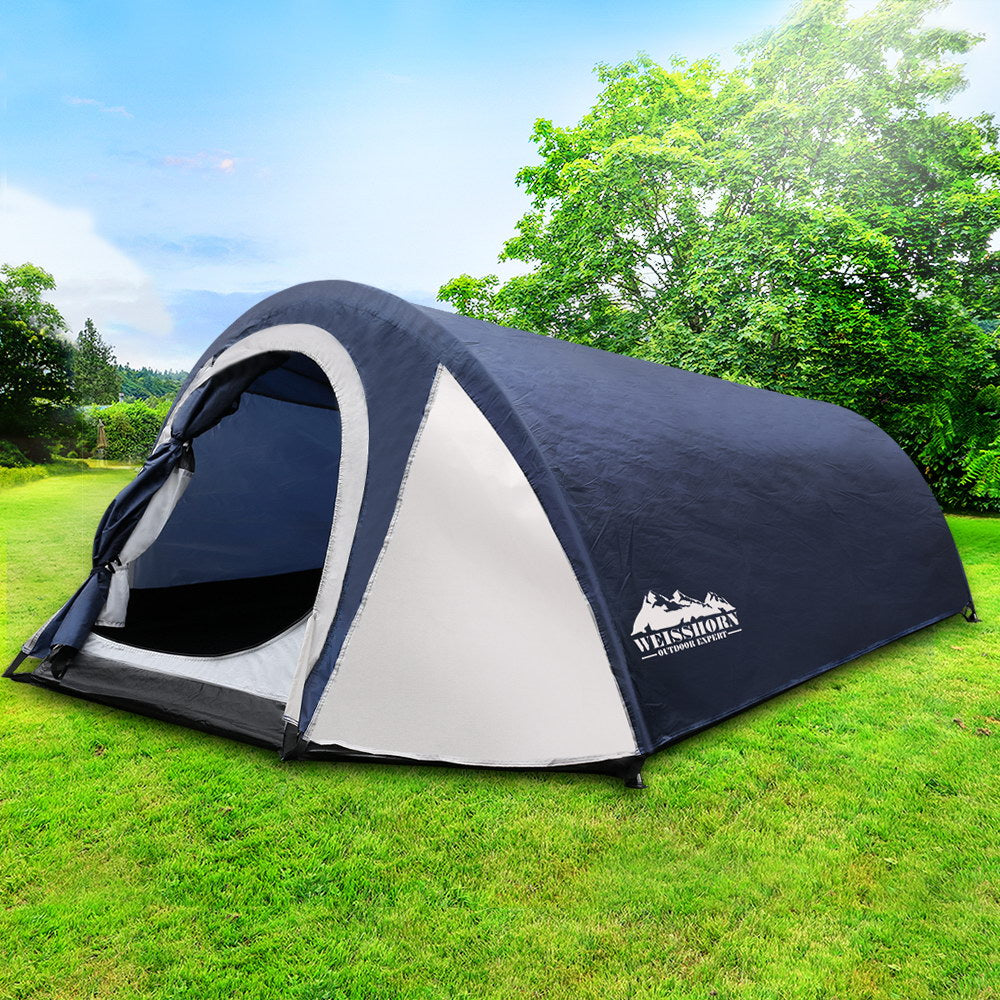 Weisshorn 2-4 Person Canvas Dome Camping Tent Navy and White