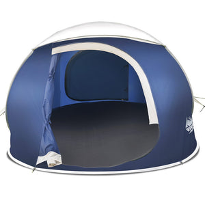 Weisshorn 4 Person Pop Up Canvas Camping Tent - Navy & Grey