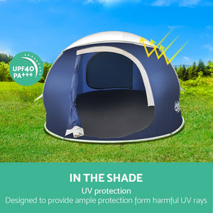 Weisshorn 4 Person Pop Up Canvas Camping Tent - Navy & Grey