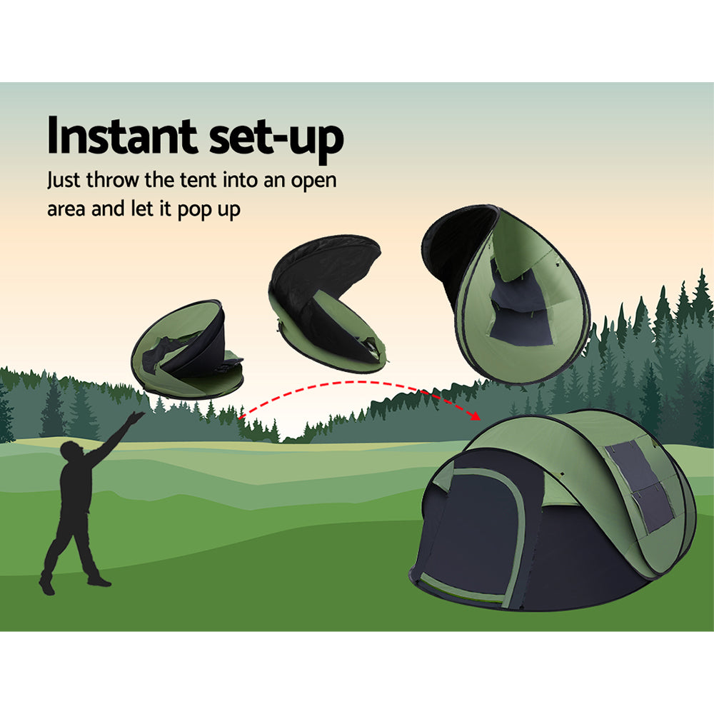 Weisshorn Instant Up 4-5 Person Camping Tent Family Hiking Beach Tents Swag