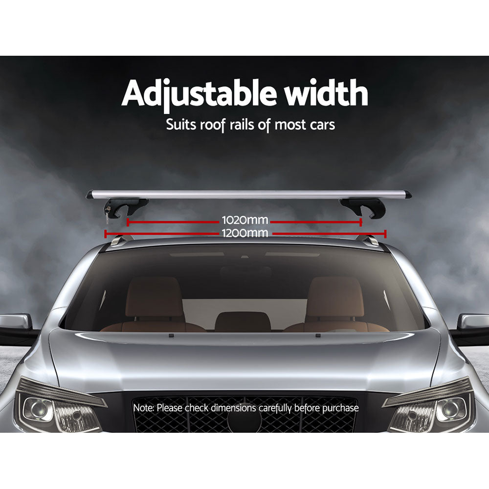 Giantz 1200mm Universal Aluminium Lockable Roof Rack - Silver