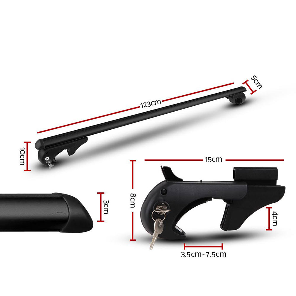 Giantz 1200mm Universal Aluminium Lockable Roof Rack - Black