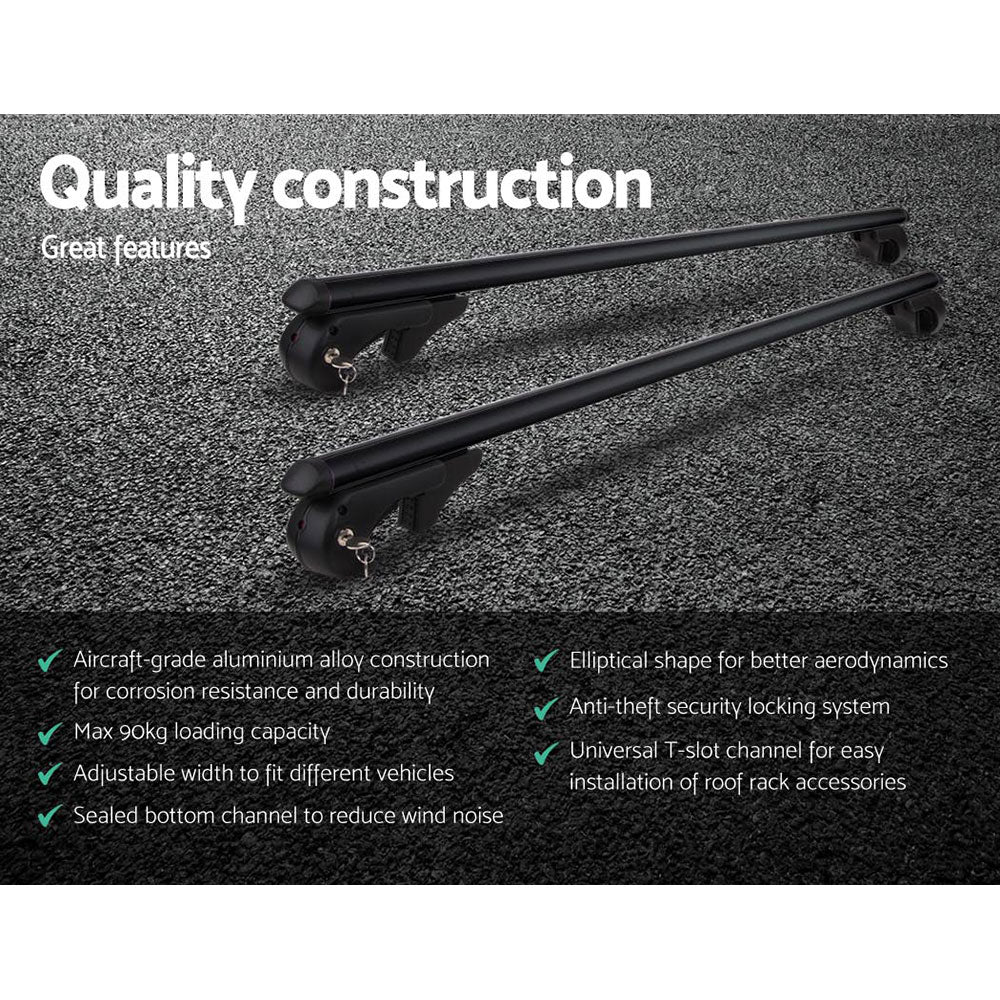 Giantz 1200mm Universal Aluminium Lockable Roof Rack - Black