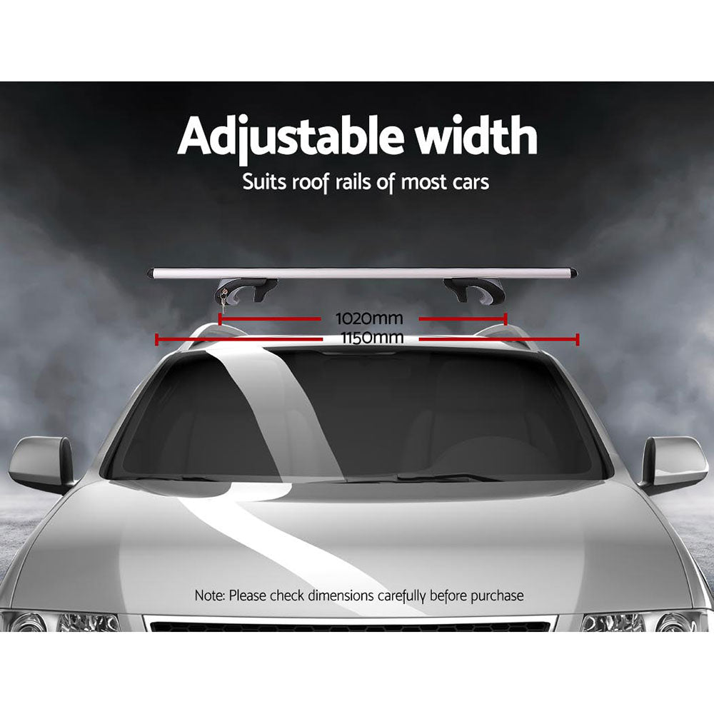 Giantz 1120mm Universal Aluminium Lockable Roof Rack - Silver