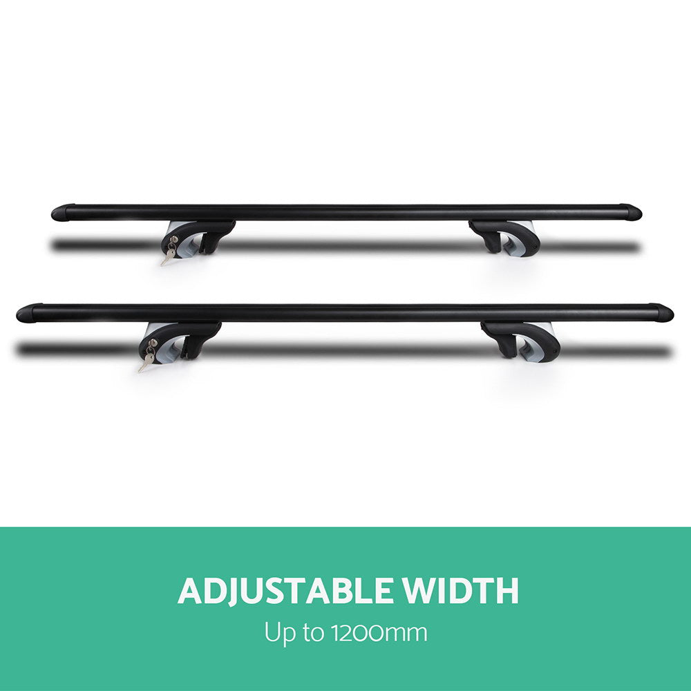 Giantz 1200mm Universal Aluminium Lockable Roof Rack - Black