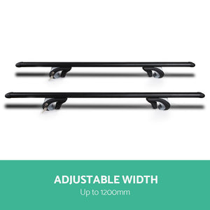 Giantz 1200mm Universal Aluminium Lockable Roof Rack - Black