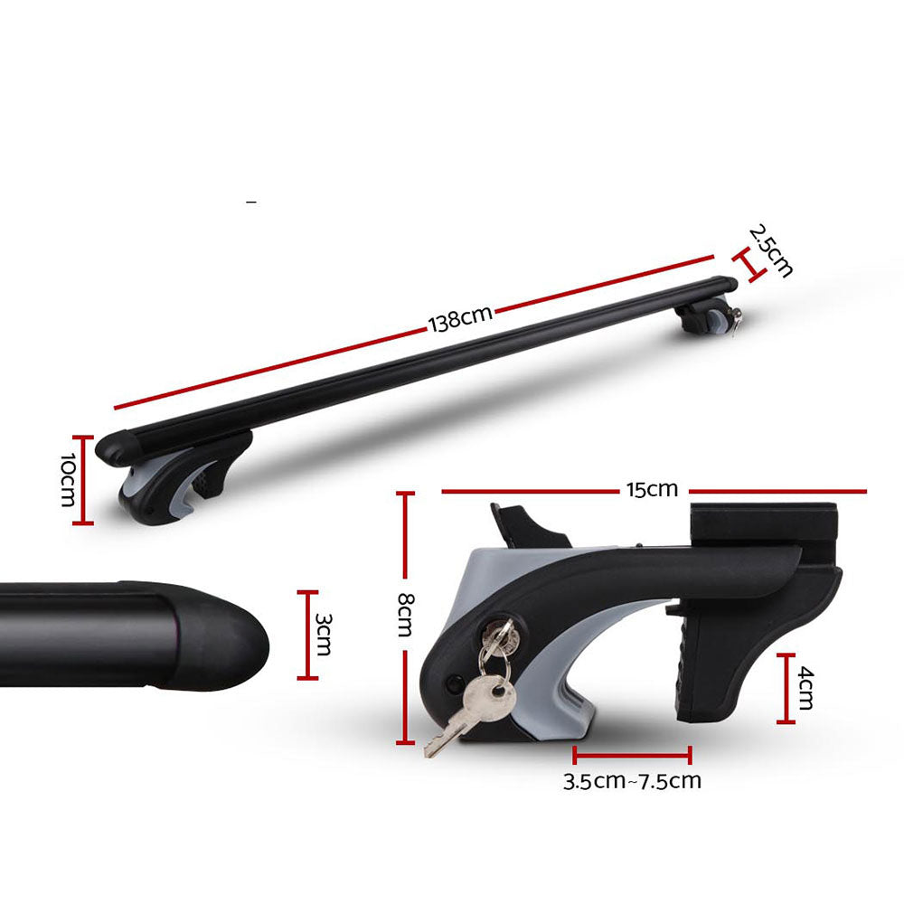 Giantz 1350mm Universal Aluminium Lockable Roof Rack - Black