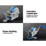 Giantz 3 Speed Hand Winch Synthetic Rope