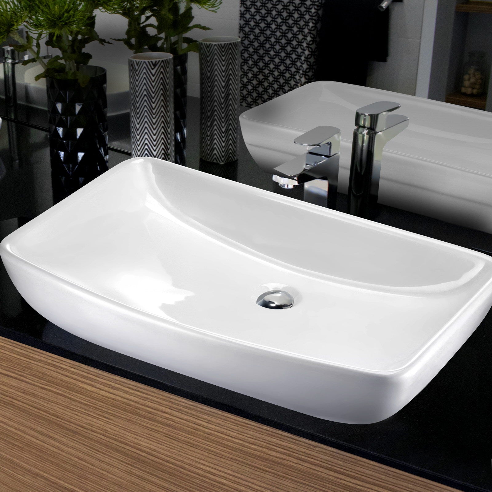 Cefito Ceramic Rectangle Sink Bowl - White