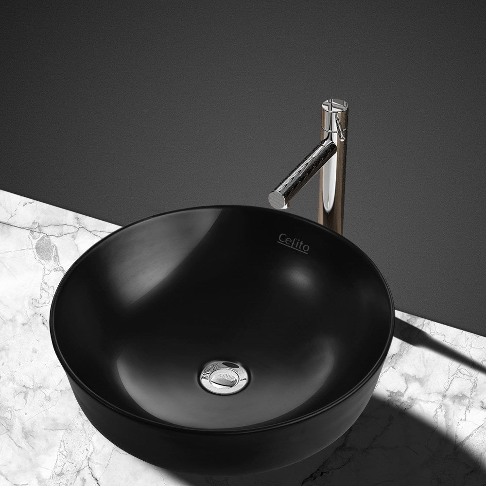 Cefito Ceramic Bathroom Basin Sink Vanity Bowl Above Counter Basins Matte Black