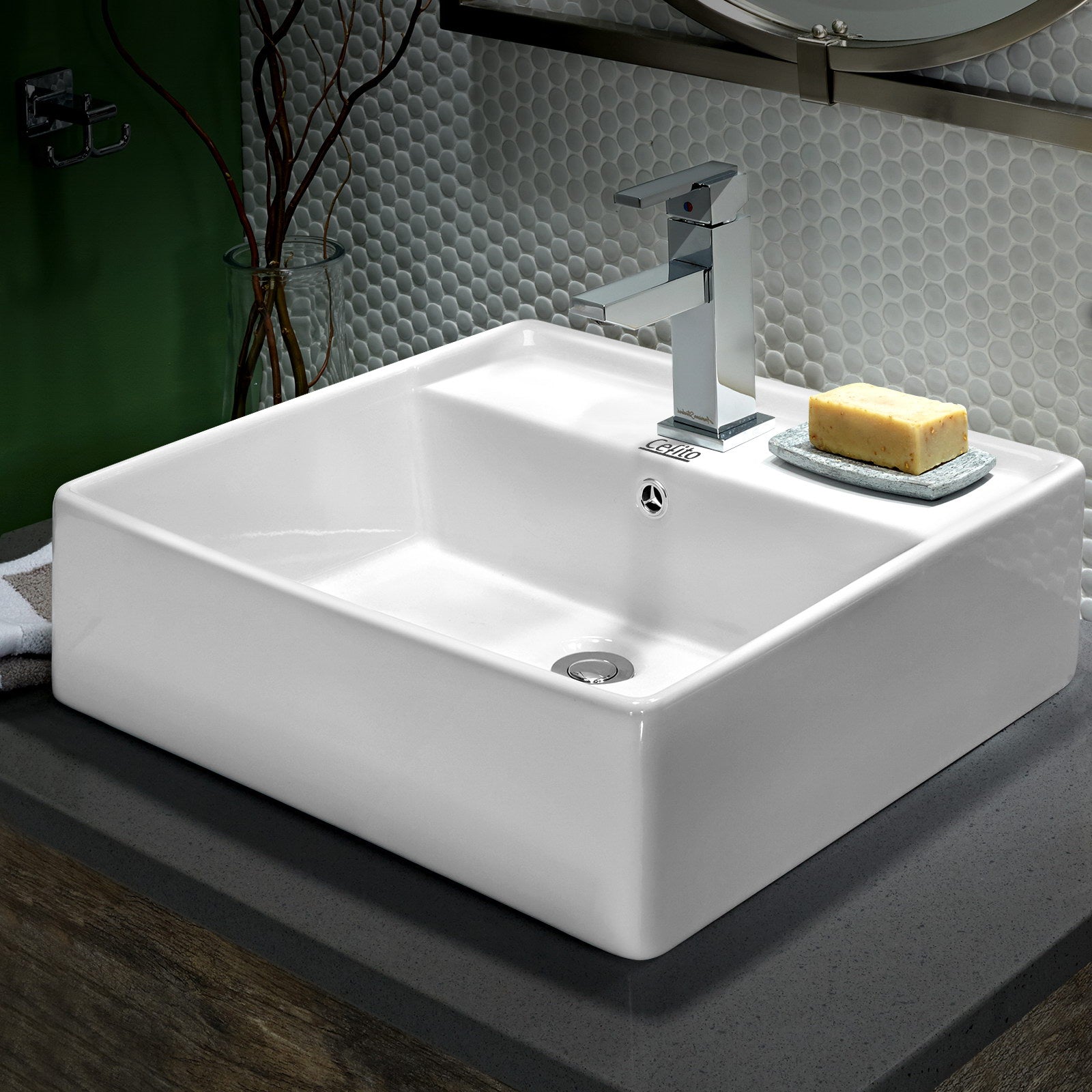 Cefito Ceramic Rectangle Sink Bowl - White