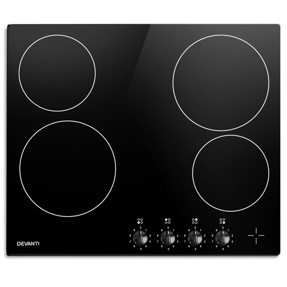 Devanti 6000W Four Burner Ceramic Cooktop - Black