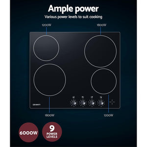 Devanti 6000W Four Burner Ceramic Cooktop - Black