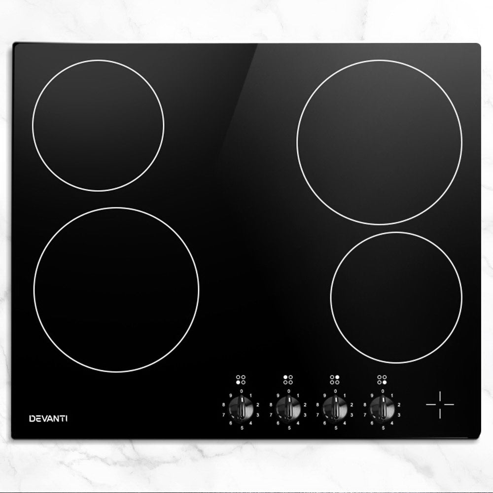 Devanti 6000W Four Burner Ceramic Cooktop - Black