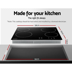 Devanti 6000W Four Burner Ceramic Cooktop - Black