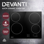 Devanti 6000W Four Burner Ceramic Cooktop - Black