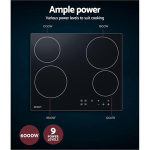 Devanti 6000W Four Burner Ceramic Cooktop - Black