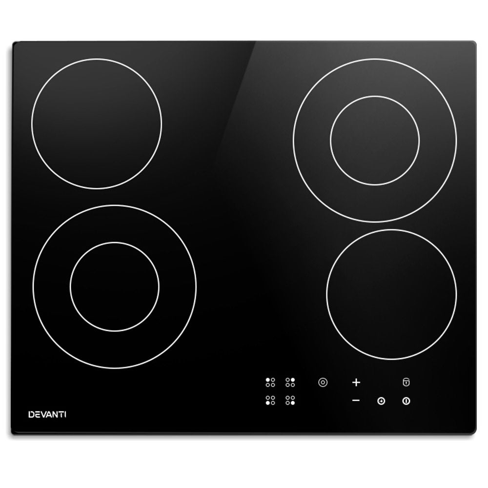 Devanti 6300W Four Burner Ceramic Cooktop - Black