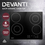 Devanti 6300W Four Burner Ceramic Cooktop - Black