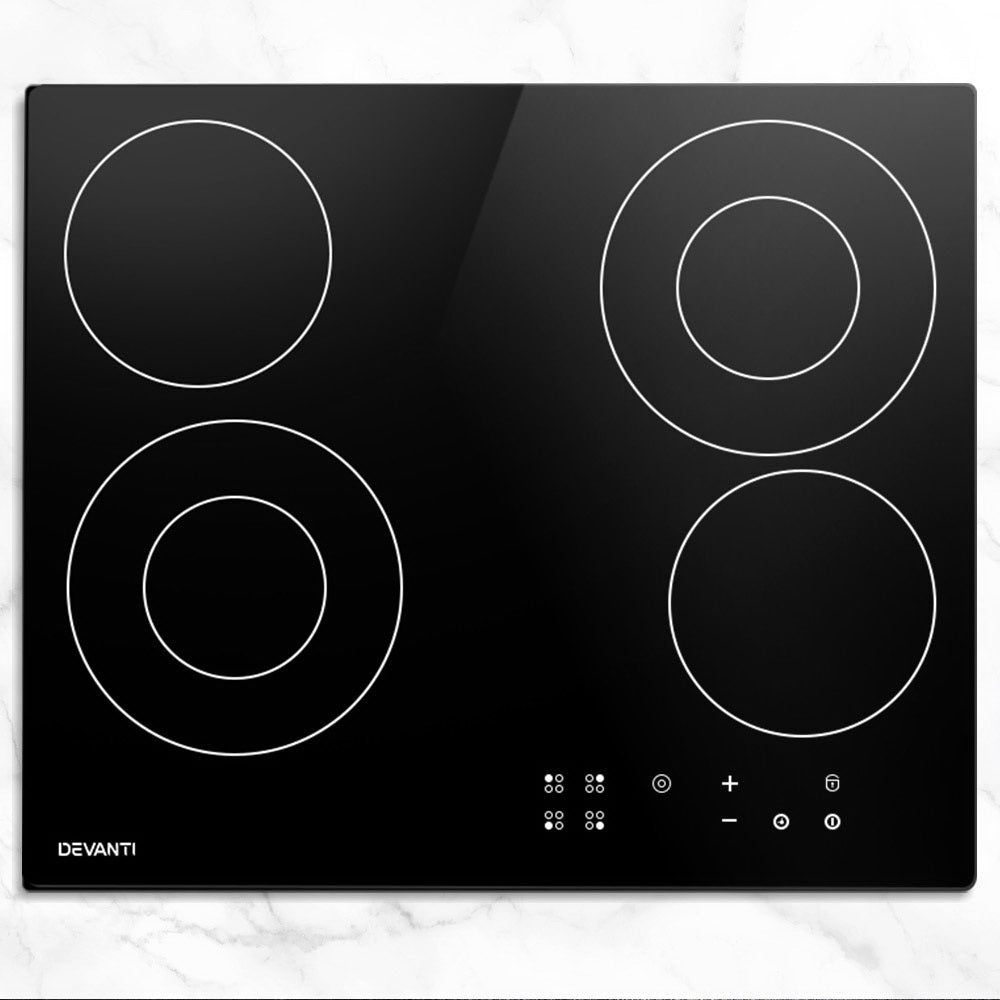 Devanti 6300W Four Burner Ceramic Cooktop - Black