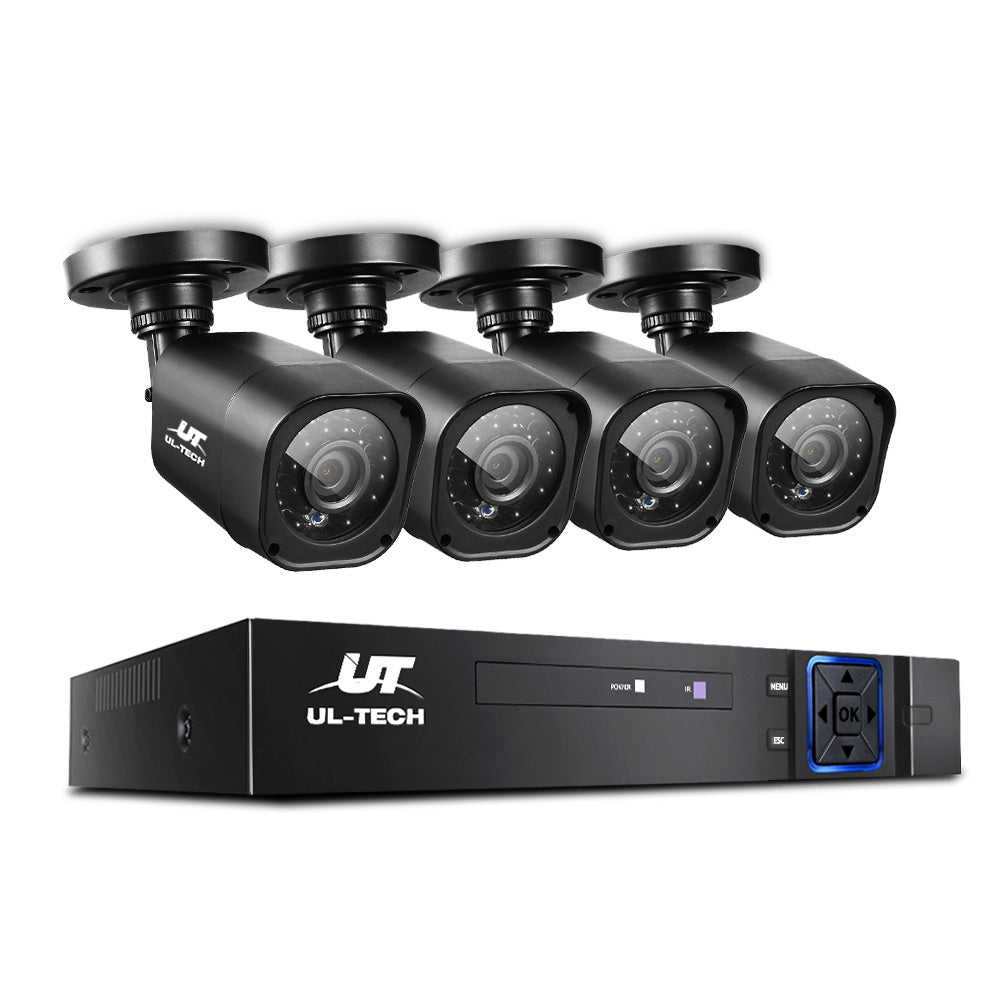 UL-TECH 4CH 5 IN 1 DVR CCTV Security System Video Recorder 4 Cameras 1080P HDMI Black