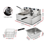 Devanti Commercial Electric Twin Deep Fryer - Silver