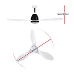 48" DC Motor Ceiling Fan with LED Light with Remote 8H Timer Reverse Mode 5 Speeds White