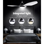 48" DC Motor Ceiling Fan with LED Light with Remote 8H Timer Reverse Mode 5 Speeds White