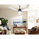 48" DC Motor Ceiling Fan with LED Light with Remote 8H Timer Reverse Mode 5 Speeds White