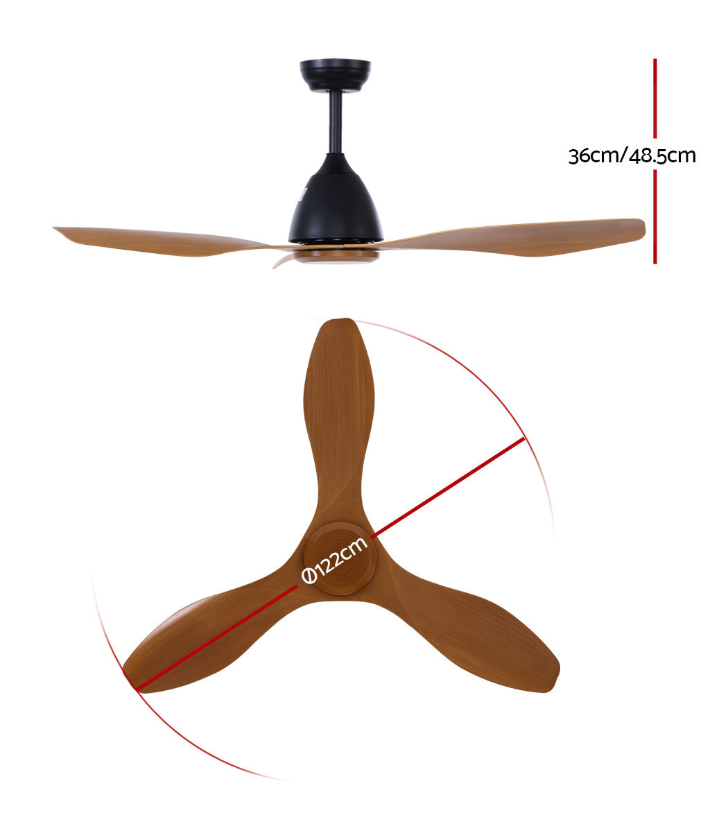 48" DC Motor Ceiling Fan with Remote 8H Timer Reverse Mode 5 Speeds Natural