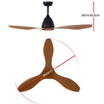 48" DC Motor Ceiling Fan with Remote 8H Timer Reverse Mode 5 Speeds Natural