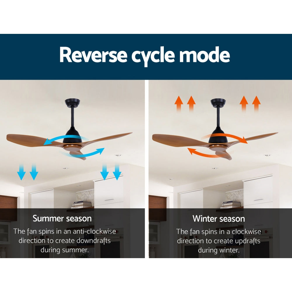 48" DC Motor Ceiling Fan with Remote 8H Timer Reverse Mode 5 Speeds Natural