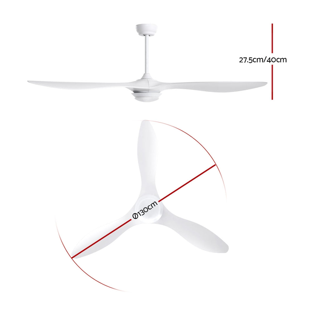 52" DC Motor Ceiling Fan with LED Light with Remote 8H Timer Reverse Mode 5 Speeds White