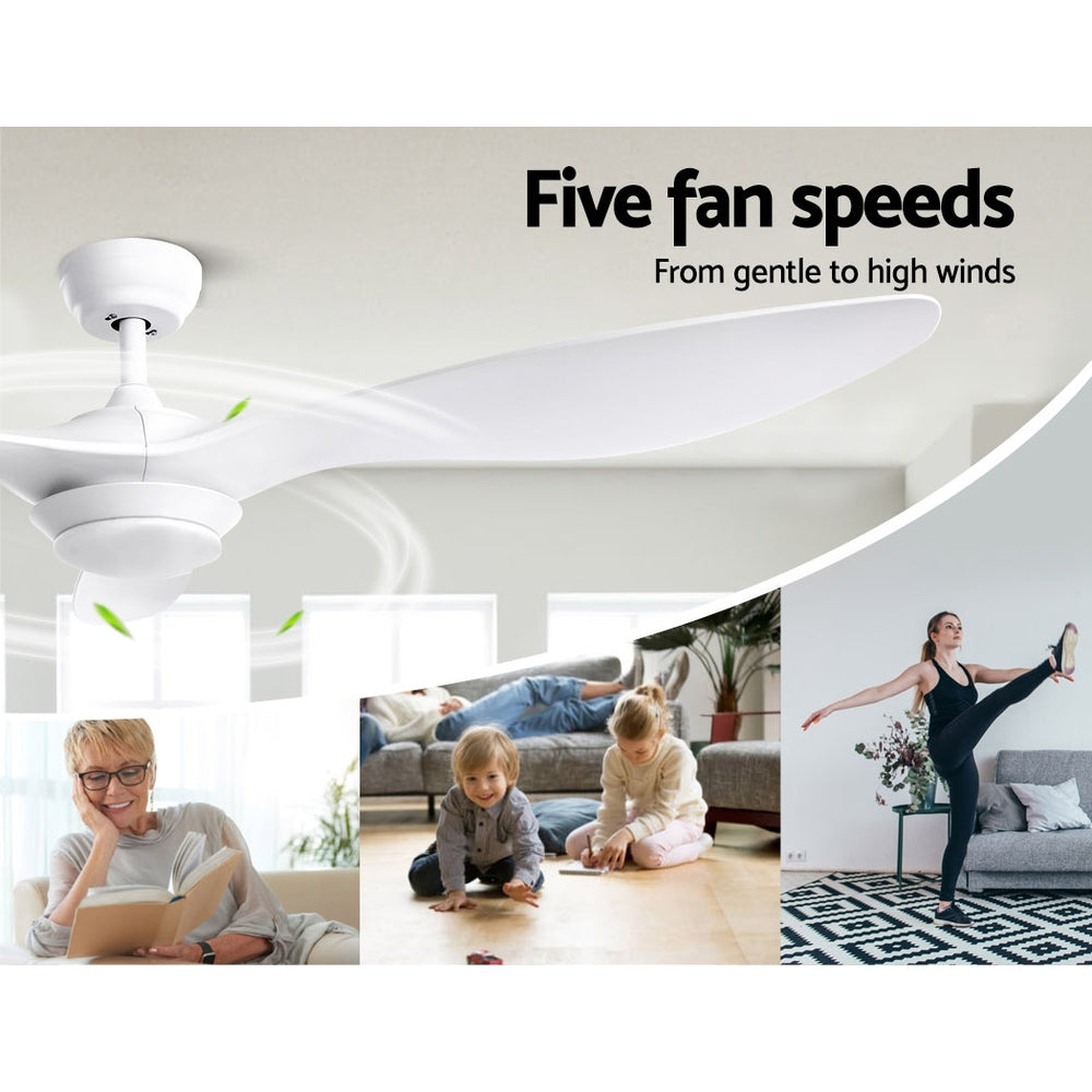 52" DC Motor Ceiling Fan with LED Light with Remote 8H Timer Reverse Mode 5 Speeds White