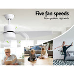 52" DC Motor Ceiling Fan with LED Light with Remote 8H Timer Reverse Mode 5 Speeds