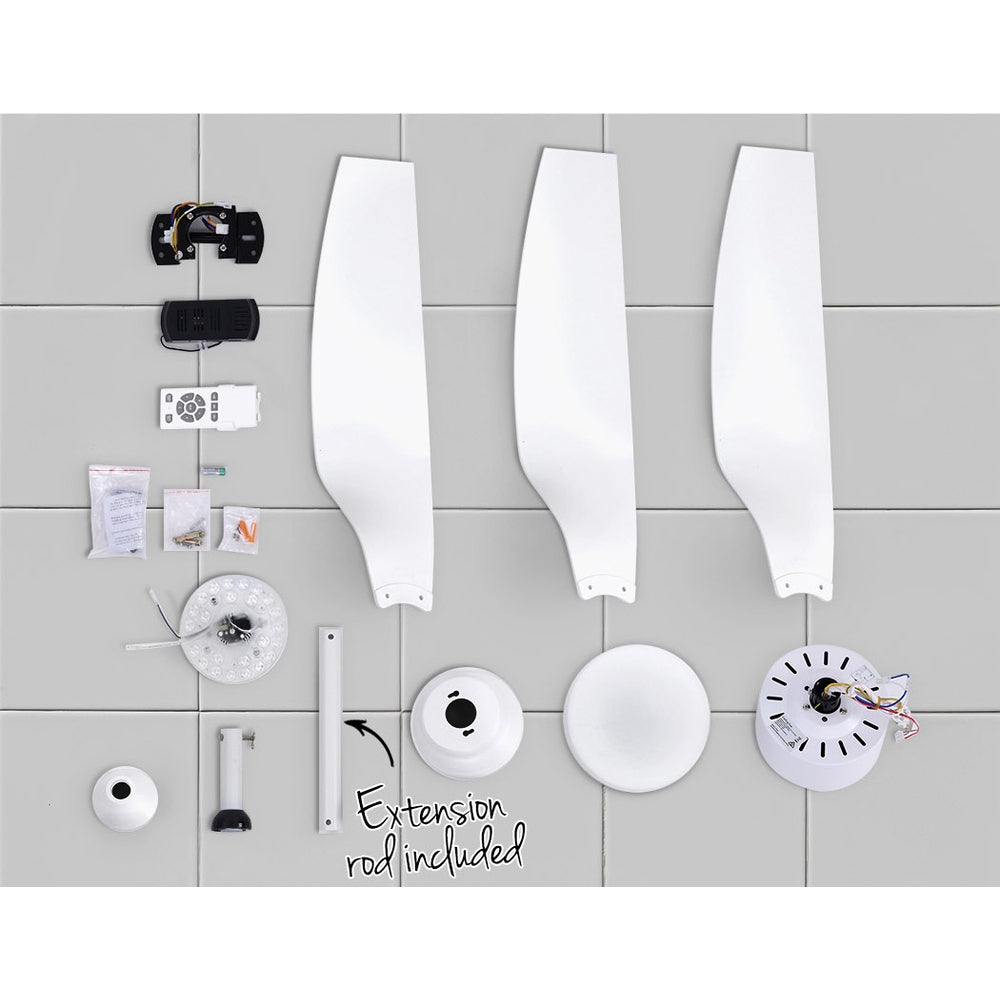 52" DC Motor Ceiling Fan with LED Light with Remote 8H Timer Reverse Mode 5 Speeds