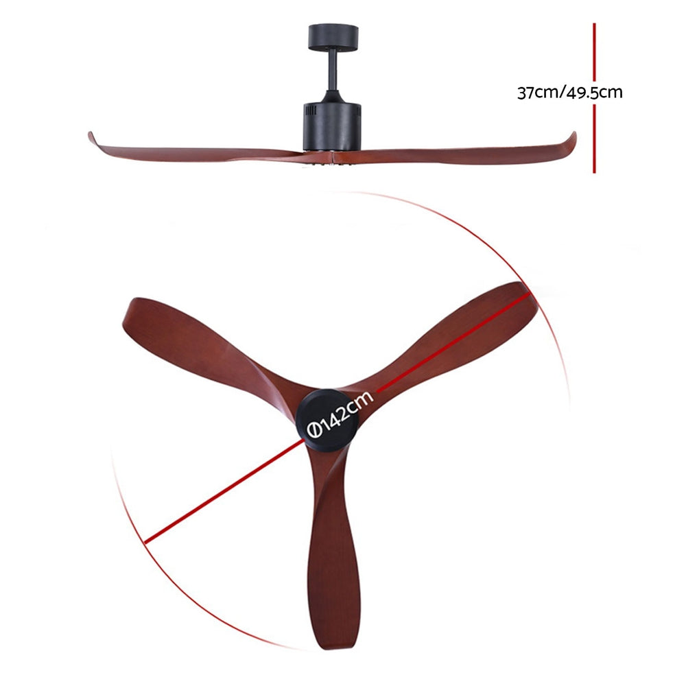 56" DC Motor Ceiling Fan with Remote 8H Timer Reverse Mode 5 Speeds Wooden