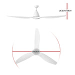 64" DC Motor Ceiling Fan with LED Light with Remote 8H Timer Reverse Mode 5 Speeds White