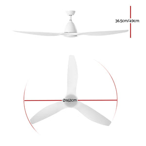 64" DC Motor Ceiling Fan with LED Light with Remote 8H Timer Reverse Mode 5 Speeds White